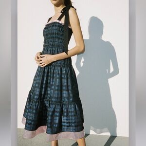 Ciao Lucia Pirro Sapphire Midi plaid Blue Pink Dress Holiday